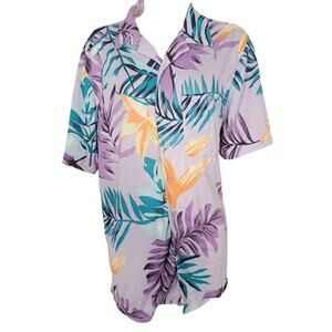 Monterey Club pastel purple tropical button down size medium mens
